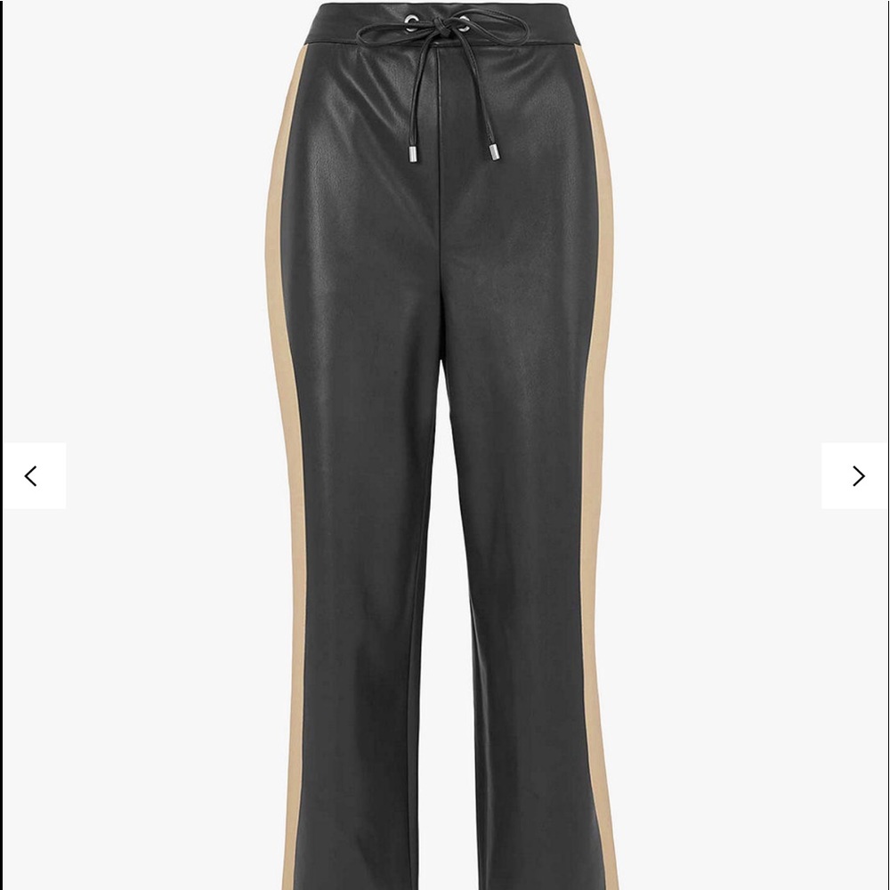 Mint Velvet Stripe  faux leather tuxedo trousers size UK 6R( US XS or 0 or 2)